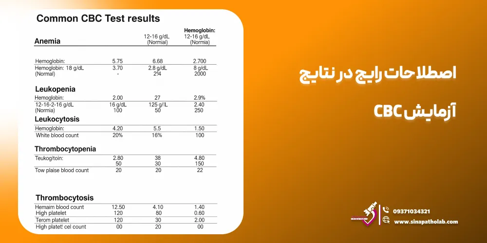 اصطلاحات رایج در نتایج آزمایش CBC